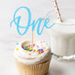 24Pack First Birthday Cupcake Topper - Glitter Light Blue One Cupcake Picks,1St Birthday Cupcake Decorations Supplies (Light Blu