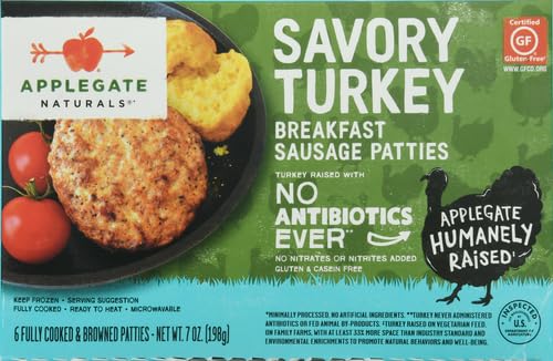 Applegate, Natural Savory Turkey Breakfast Sausage Patties, 7 oz (Frozen)