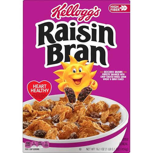 Kelloggs Raisin Bran Breakfast Cereal  High Fiber  28g Whole Grain  16.1 oz