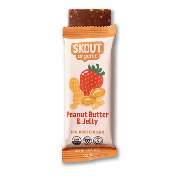 Skout Organic Plant-Based Protein Bars Peanut Butter & Jelly (12 Pack) - 10g Protein - Vegan Protein Bars - Only 5 Ingredients -
