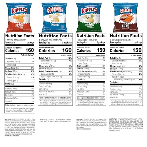 Ruffles Potato Chips  4 Flavor Variety Pack  1 oz Bags (Pack of 21)