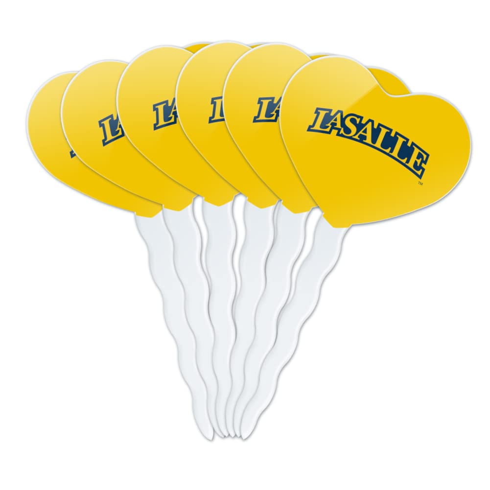 GRAPHICS & MORE Cupcake Picks Set of 6 - Acrylic Heart Love Toppers for La Salle University