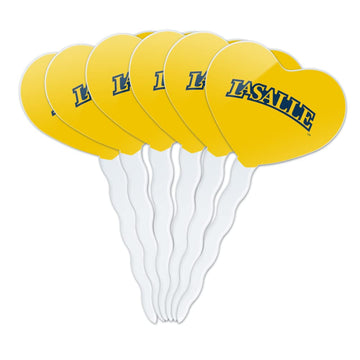 GRAPHICS & MORE Cupcake Picks Set of 6 - Acrylic Heart Love Toppers for La Salle University