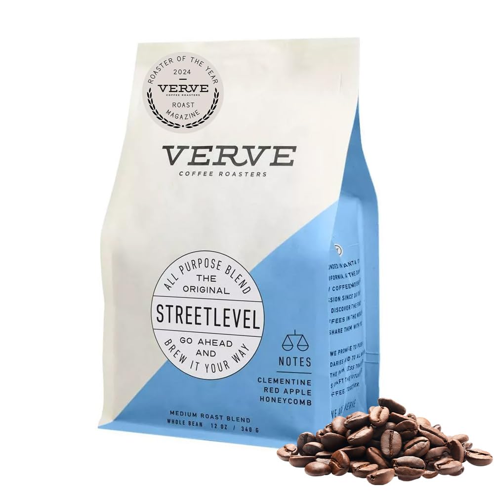 Verve Coffee Roasters Whole Bean Coffee Streetlevel Blend, Medium Roast, 12oz Resealable Pouch