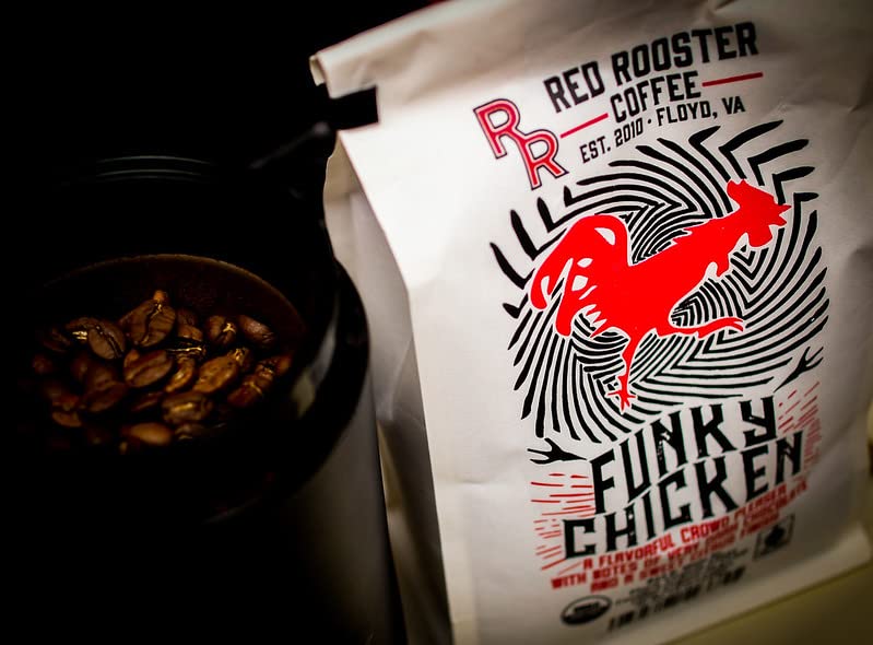 Red Rooster Coffee, Organic Funky Chicken Coffee - Medium-Dark Roast Whole Bean - Notes of Pecan Praline, Milk Chocolate Truffle