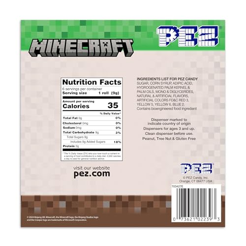 Minecraft Pez Gift Set (Four Minecraft Pez Dispensers + 6 Rolls Of Candy)