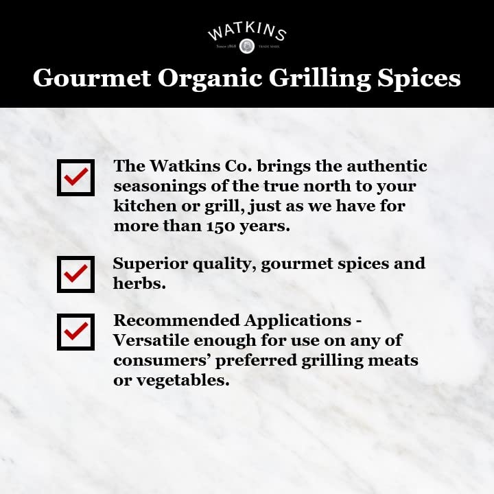 Watkins Organic Grilling Rub, Non-GMO, Kosher, 3.6 Oz, 1-Pack, Sweet and Savory Flavor