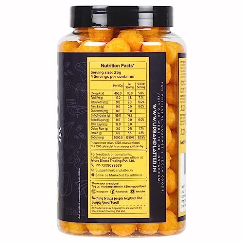 Urban Platter Cheese Balls, 100G (Cheddar Flavour, Plant-Based Snack)