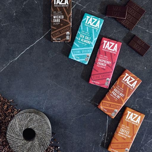 Taza Chocolate Organic Amaze Bar 80% Stone Ground, Sea Salt Almond, 2.5 Ounce (6 Count), Vegan