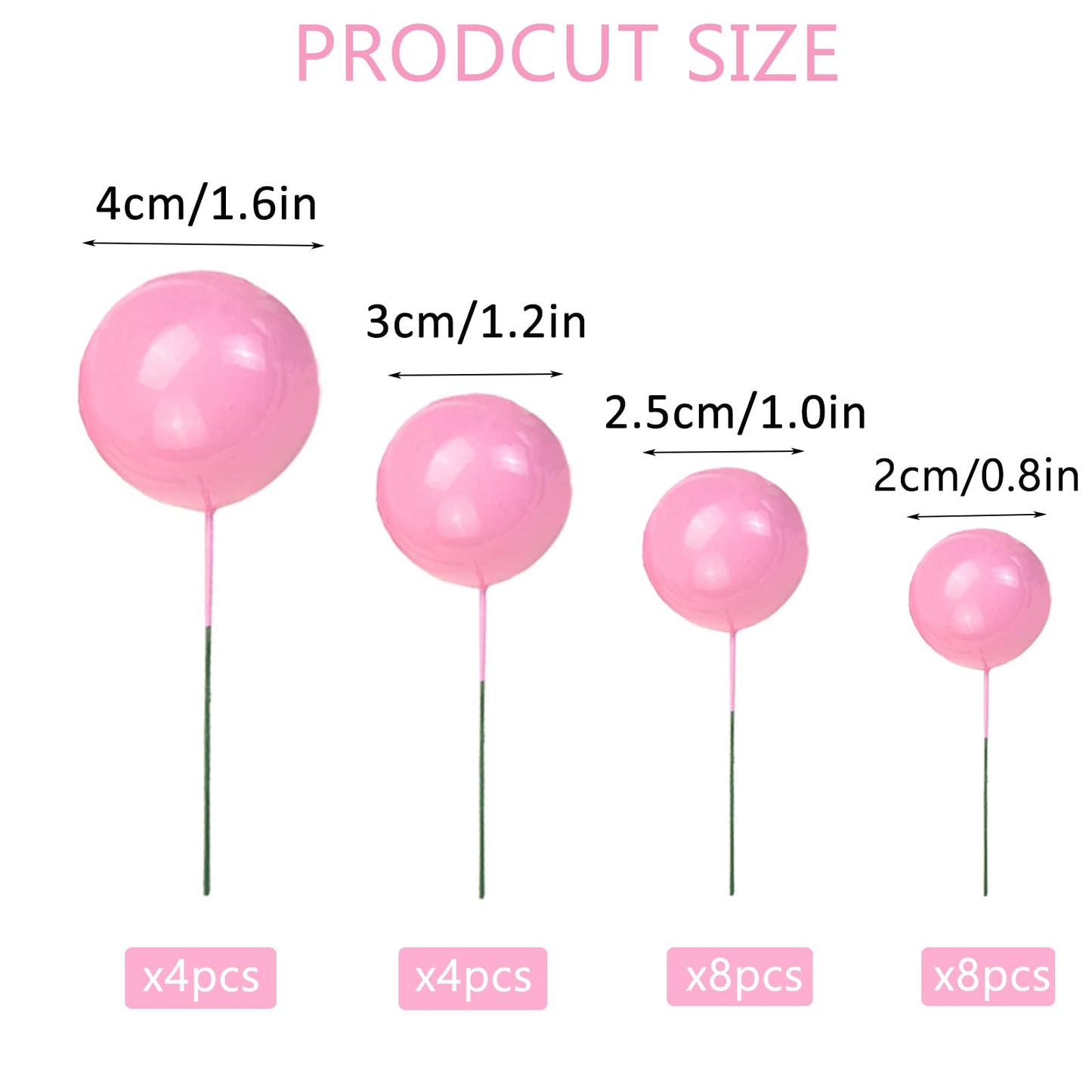 24 Pcs Balls Cake Topper Foam Pastel Cake Ball Picks Mini Balloon Cupcake Insert Bubble Balls Diy Decoration For Wedding Anniver