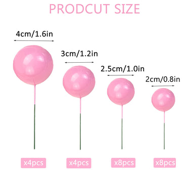 24 Pcs Balls Cake Topper Foam Pastel Cake Ball Picks Mini Balloon Cupcake Insert Bubble Balls Diy Decoration For Wedding Anniver
