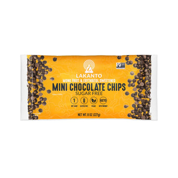 Lakanto Sugar Free Mini Chocolate Chips - Monk Fruit Sweetener and Erythritol, Perfect for Baking, Pancakes, Muffins, Protein Bi