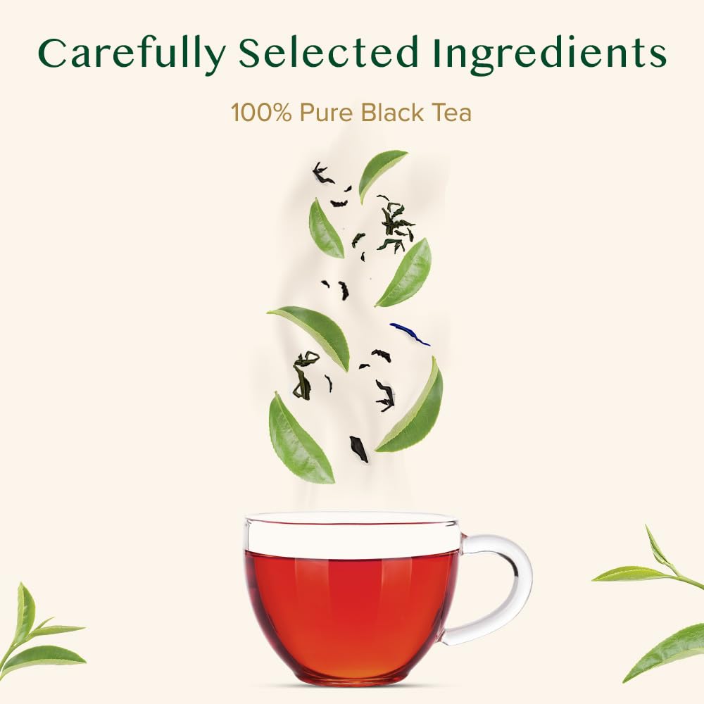 VAHDAM Assam Black Tea Bags - High Caffeine, Gluten-Free, Whole Loose-Leaf, 100 Count Resealable Ziplock Pouch