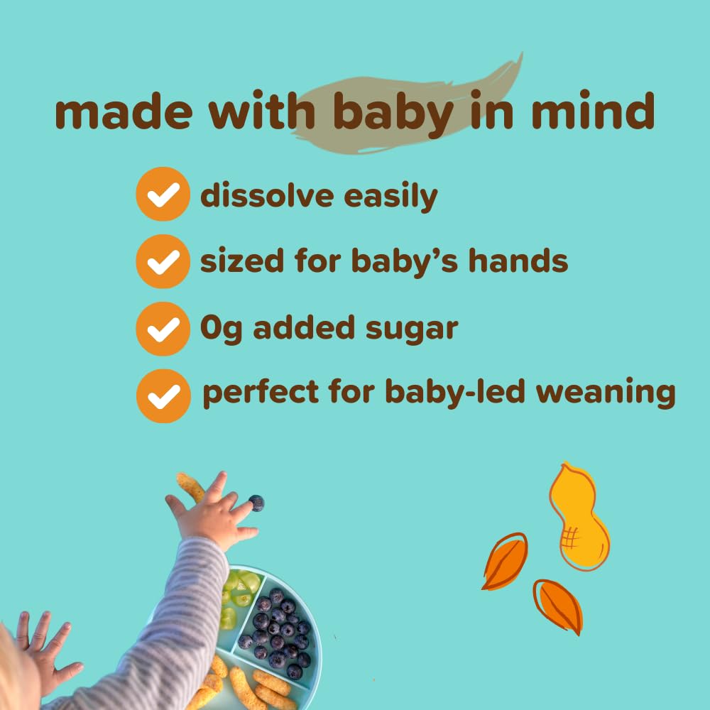 Puffworks Baby Organic Peanut Butter Puffs, Perfect For Early Peanut Introduction, Plant-Based Protein, Usda Organic, Gluten-Fre