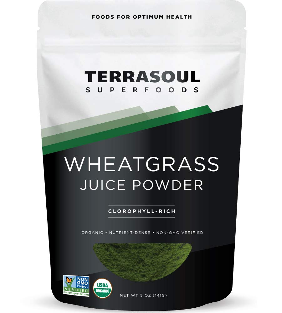 Terrasoul Superfoods Organic Wheat Grass Juice Powder, 5 Oz, Grown in Utah, Nutrient Concentrated for Smoothies and Detox Drinks