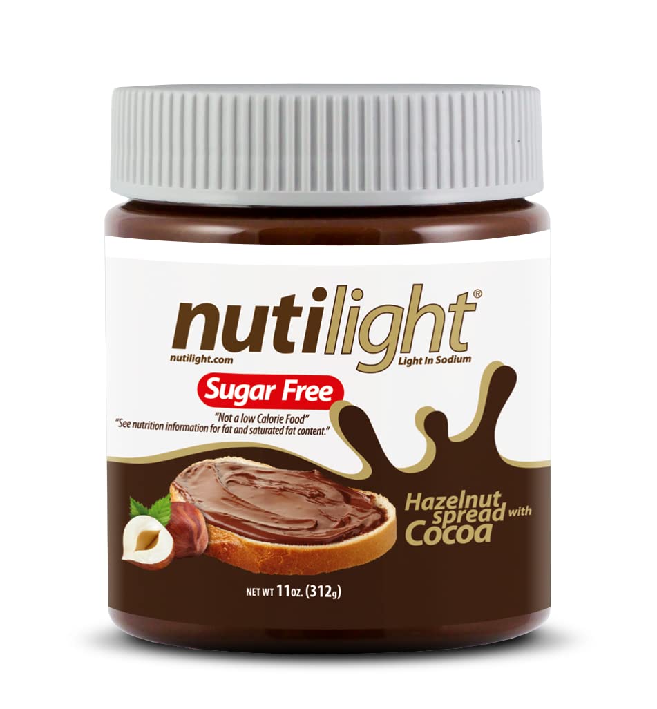 Nutilight, Hazelnut Spread With Cocoa, Sugar Free, Keto And Diabetic Friendly, Low Net Carb, Non-Gmo, Naturally Sweetened With Stevia. (1 Jar, 11 Oz)