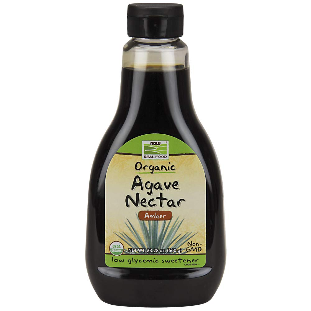 NOW Foods Organic Amber Agave Nectar, Raw Blue Agave, Non-GMO, Low-Glycemic Sweetener, 23.2 oz, Kosher