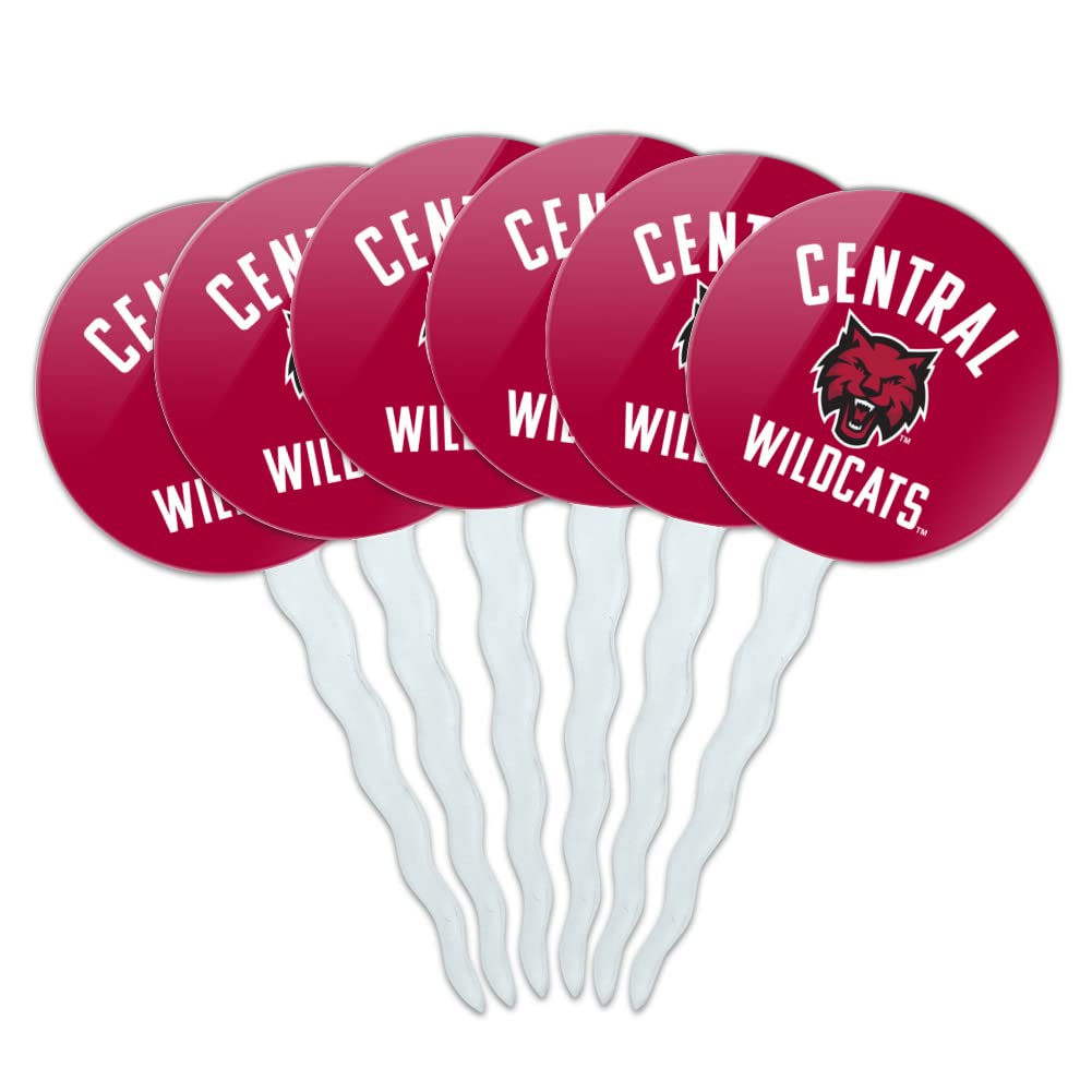 GRAPHICS & MORE Cupcake Picks Set of 6, Acrylic, Central Washington University, One Size, Model CUPCAKE.ROUND.CLCCWU.Z008874