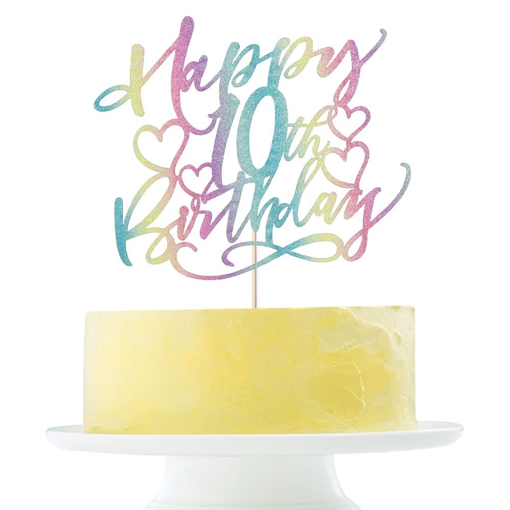 Color Flash Happy 10Th Birthday Cake Topper Boys And Girls Happy Birthday Cake Topper Children'S Party Cake Decorations