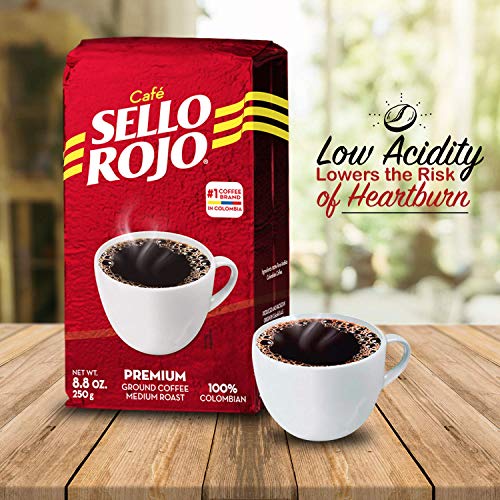 Sello Rojo Premium Colombian Coffee - Medium Roast Ground Coffee Bricks, 8.8 Ounce Pack of 3, Café de Colombia