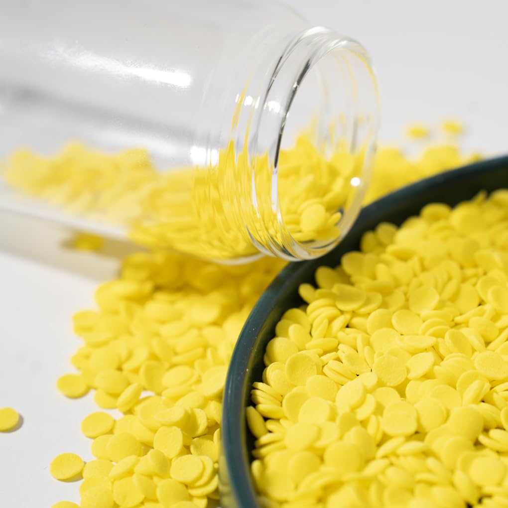 NIPEOR Rainbow Sprinkles Yellow Confetti Sprinkles 3.53oz/100gEdible Sprinkle Topping Confetti Sprinkles, Round Sprinkles for Ca