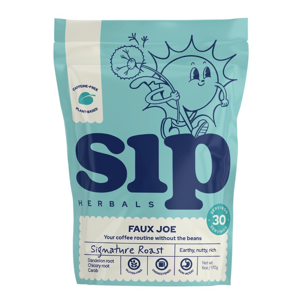 Sip Herbals Organic Coffee Alternative - Signature Roast - Caffeine Free with Chicory & Dandelion - 30 Servings