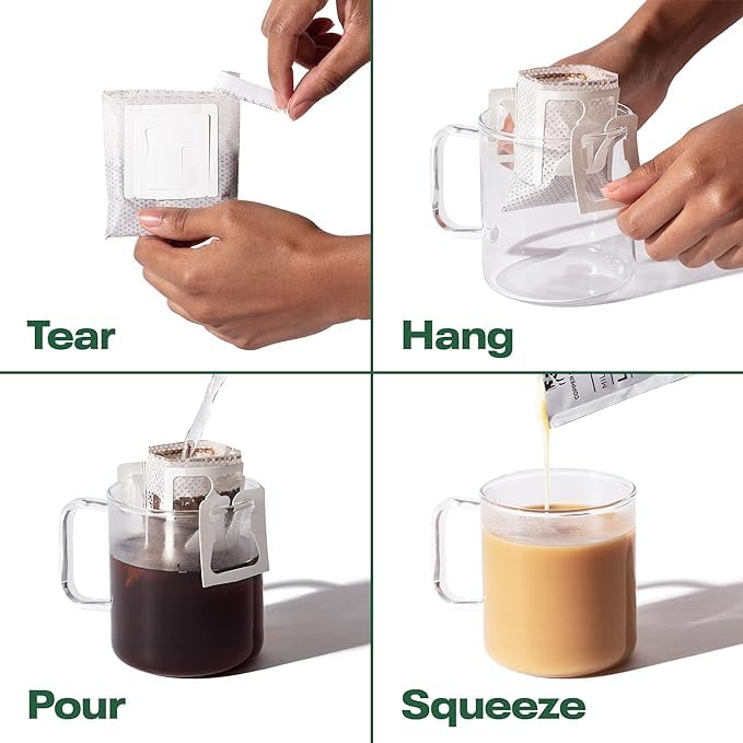 Copper Cow Coffee Vietnamese Pour Over Coffee with Sweetened Condensed Milk Creamer, 15 Pack, All-Natural, Classic, Vanilla, Churro Latte Flavors