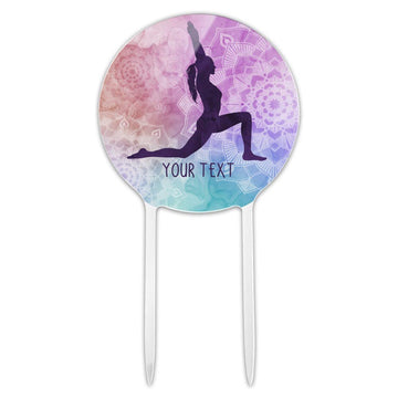 GRAPHICS & MORE Acrylic Yoga High Lunge Cake Topper - Personalized Party Decoration for Wedding, Anniversary, Birthday, Graduation - Multi Color