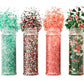 Holiday Sprinkles Set 4 Count 19.3 Oz Different Types in Jar, Cake- Cookies Sprinkles For Christmas-Party, Kosher,Green&White Su