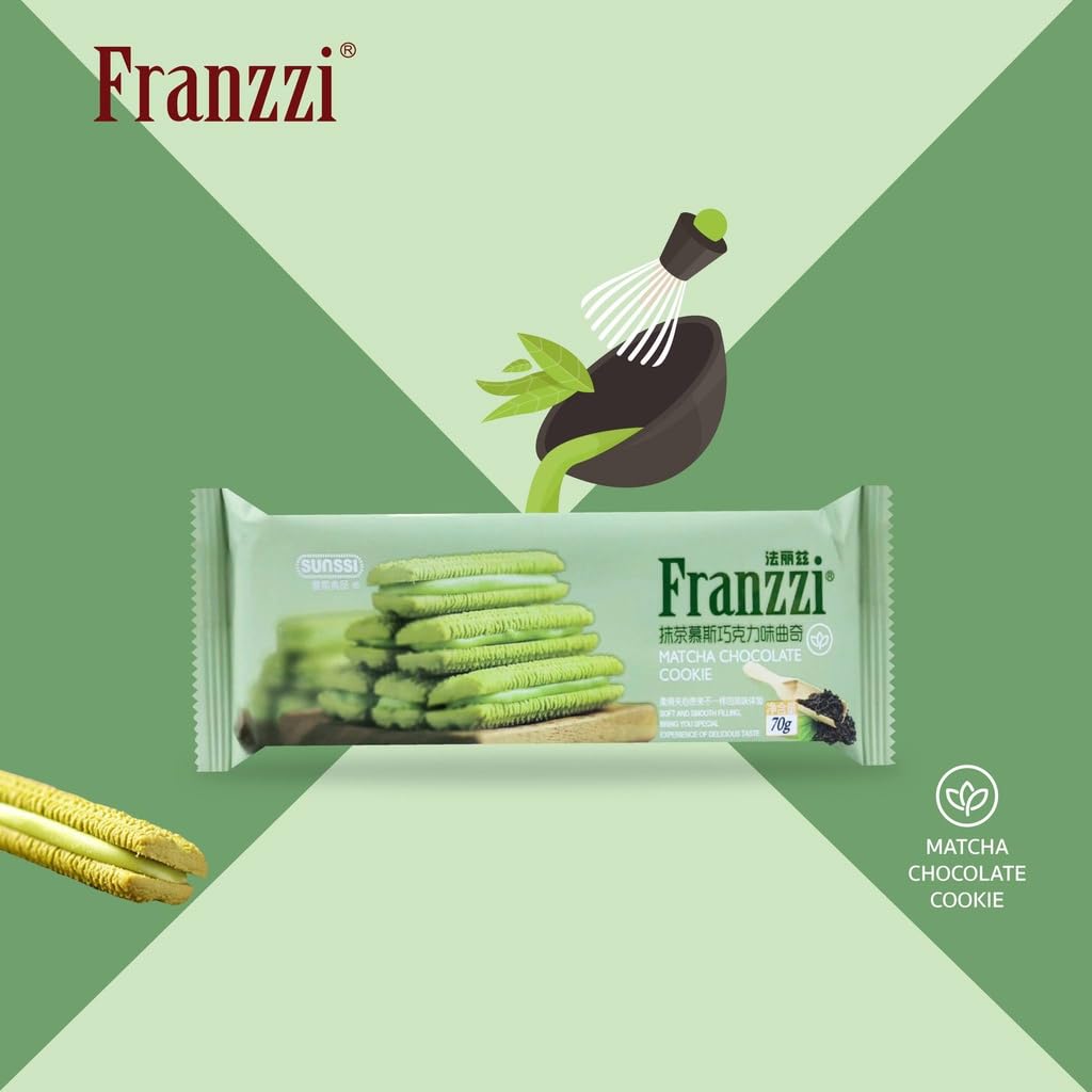 Generic Matcha Chocolate Cookies – Gourmet Snack, Soft & Crunchy, 70g Pack, Green & Brown