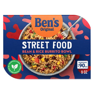 BEN'S ORIGINAL Street Food Bean & Rice Burrito Bowl, Prepared Entr  e, Microwave in 90 Seconds, 9 oz (Pack of 6)