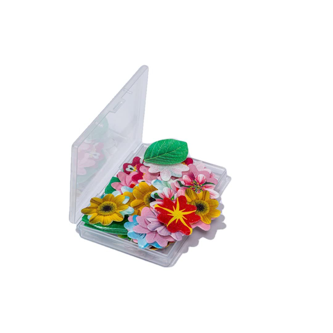 KSINWCOI Edible Flowers Wafer Paper Toppers for Cakes & Cupcakes, Rice Paper, 100 Flowers + 20 Leaves