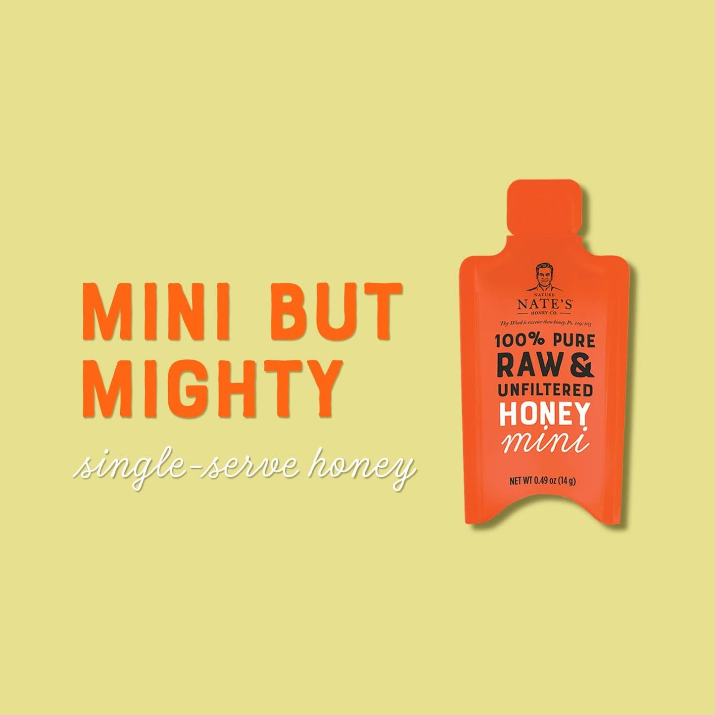 Nate'S Honey Minis - Single-Serve 100% Pure, Raw & Unfiltered Honey - 0.49Oz Packets, 20Ct Bag