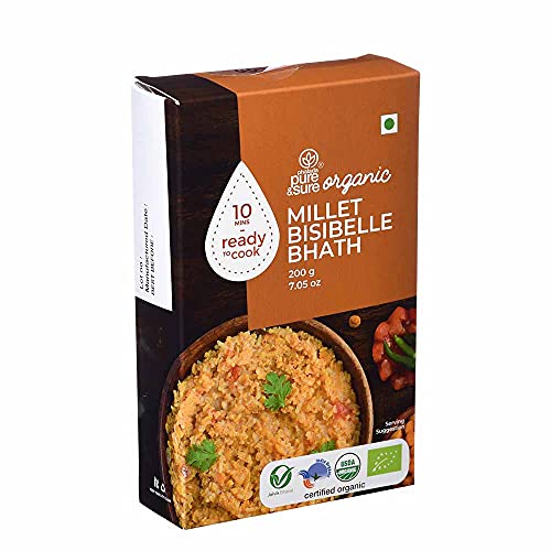 Pure & Sure Organic Millet Bisibele Bath 200 Gms | Easy & Ready To Cook In 10 Mins | Healthy And Nutritious Breakfast | Gluten F