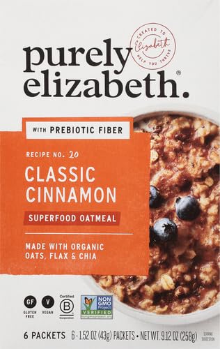 Purely Elizabeth, Superfood Vegan Oatmeal, Classic Cinnamon, 9.12 Oz, 6 Packets