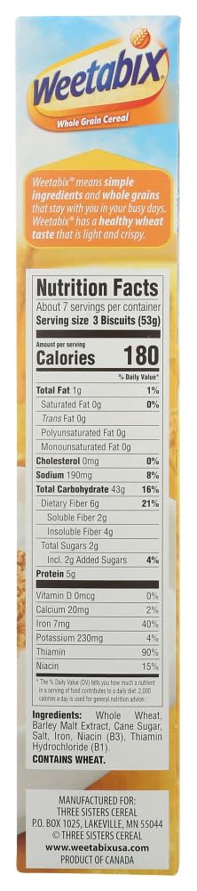 Weetabix Whole Grain Biscuits Cereal, 14-Ounce Boxes (Pack of 12)