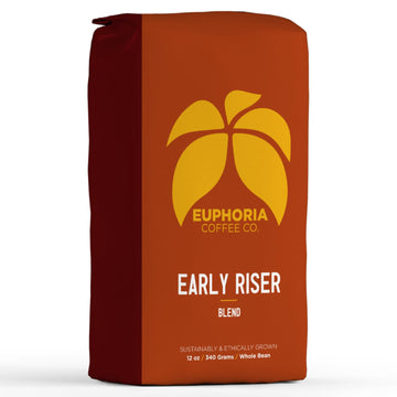 EUPHORIA COFFEE CO. Early Riser Whole Bean Coffee - Light & Dark Roast Blend | 12oz Bag (1 Pack)