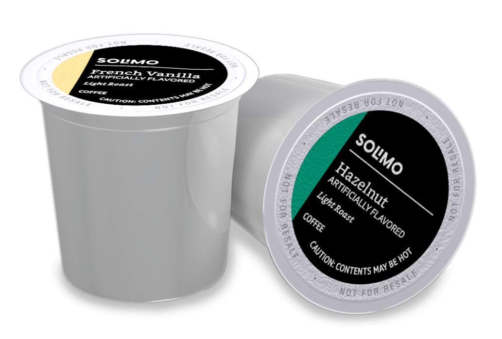 Amazon Brand - Solimo Light Roast Coffee Pods, Hazelnut & French Vanilla, Compatible with Keurig 2.0, 100 Count