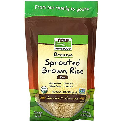 NOW Foods, Organic Sprouted Brown Rice, Raw, Gluten-Free and Whole Grain, 16-Ounce (Packaging May Vary)