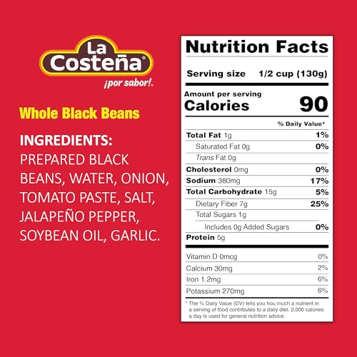 La Costea Whole Black Beans, 19.75 Ounce Can (Pack Of 6)