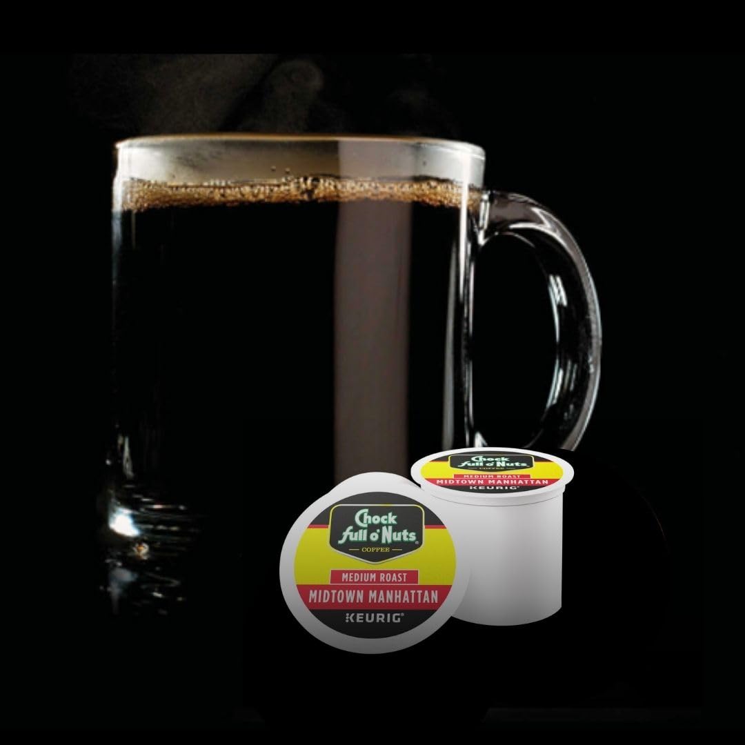 Chock Full Onuts Keurig K-Cup Pods - Midtown Manhattan - Medium Roast - Premium Arabica, 24 Count, Pack Of 4