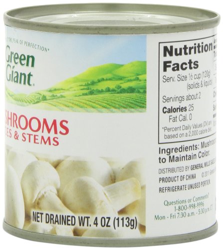 Green Giant Mushrooms Pieces & Stems, 4-Ounce Tins (Pack Of 24)