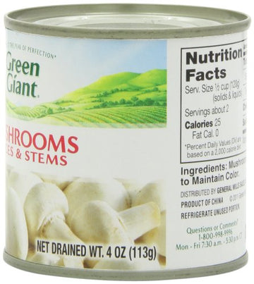 Green Giant Mushrooms Pieces & Stems, 4-Ounce Tins (Pack Of 24)
