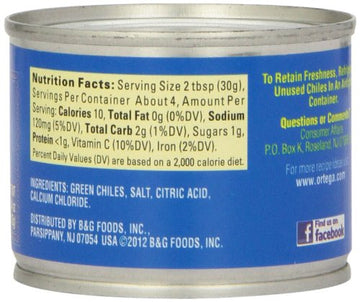 Ortega Peppers, Diced Green Chiles, Mild, 4 Ounce (Pack Of 24)