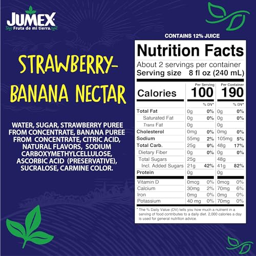 Jumex Lata Botella Strawberry-Banana Nectar | Insulated, Bpa-Free Aluminum Can With Resealable Top | 16.9 Fl Ounces (Pack Of 12)