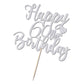 YUINYO 60th Birthday Cake Topper, Handmade Glitter Bunting Decor, Silver, Model MS-531