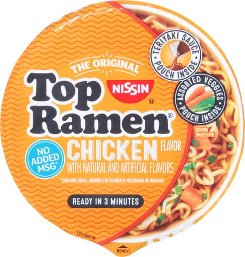 Nissin Top Ramen Bowl Ramen Noodle Soup, Chicken, 3.42 Ounce