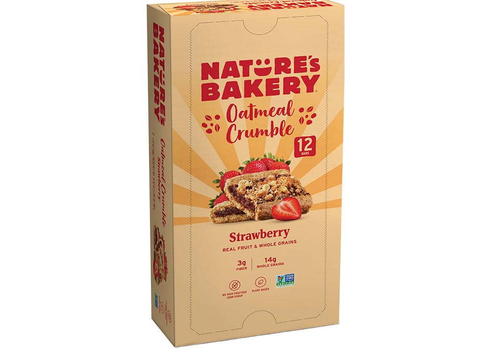 Natures Bakery Oatmeal Crumble Bars, Strawberry, Vegan, Non-GMO, 12 Count Twin Packs