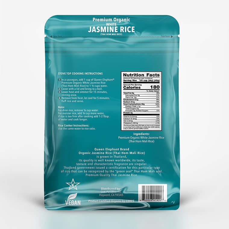 Queen Elephant Premium Organic White Jasmine Rice 2Lbs