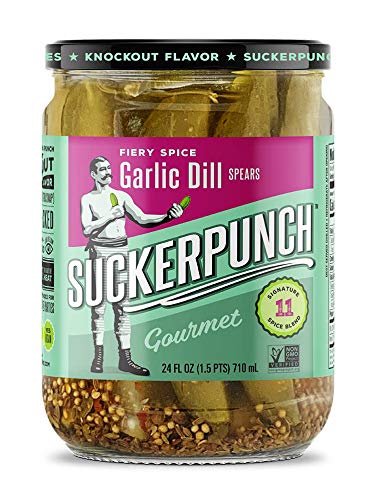 SuckerPunch Fiery Arbol Garlic Dill Pickle Spears 24 Ounce, 2-Pack